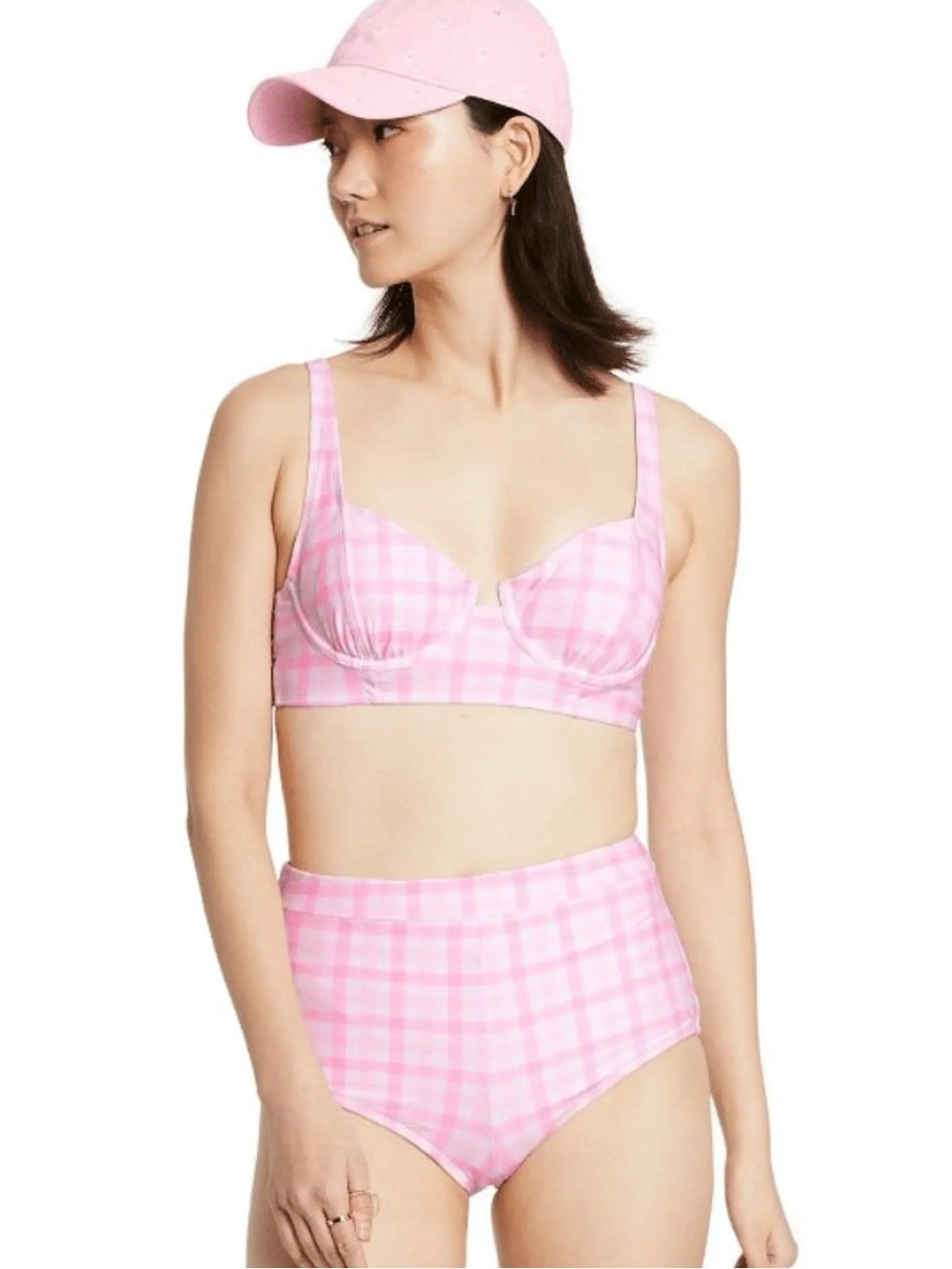Stoney Clover Lane x Target Balconette Bikini Top, Pink / White Gingham – XS